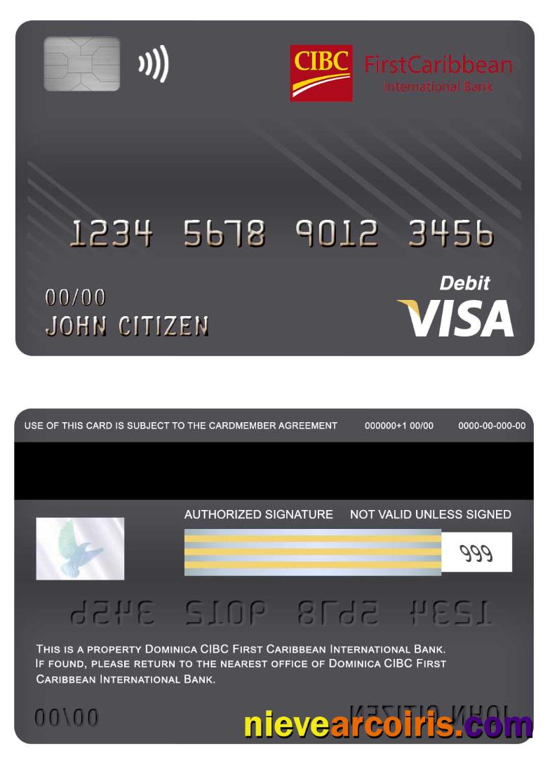 Dominica CIBC First Caribbean International bank visa debit card
